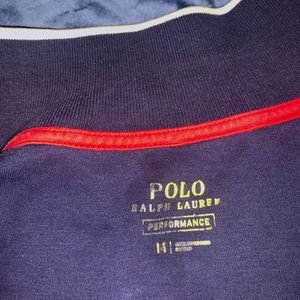 VINTAGE RALPH LAUREN SWEATSHIRT DARK BLUE ZIP UP COLLARED RETRO
